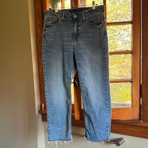 J Jill High Rise Straight Leg Crop  Jeans with Frayed Hem